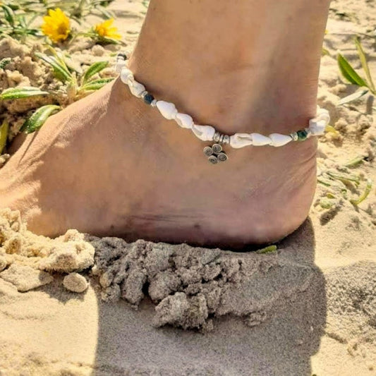 WHITE SANDS - TURQUOISE / HILLTRIBE SILVER TURQUOISE ANKLET - Premium anklets from www.beachboho.com.au - Just $95! Shop now at www.beachboho.com.au