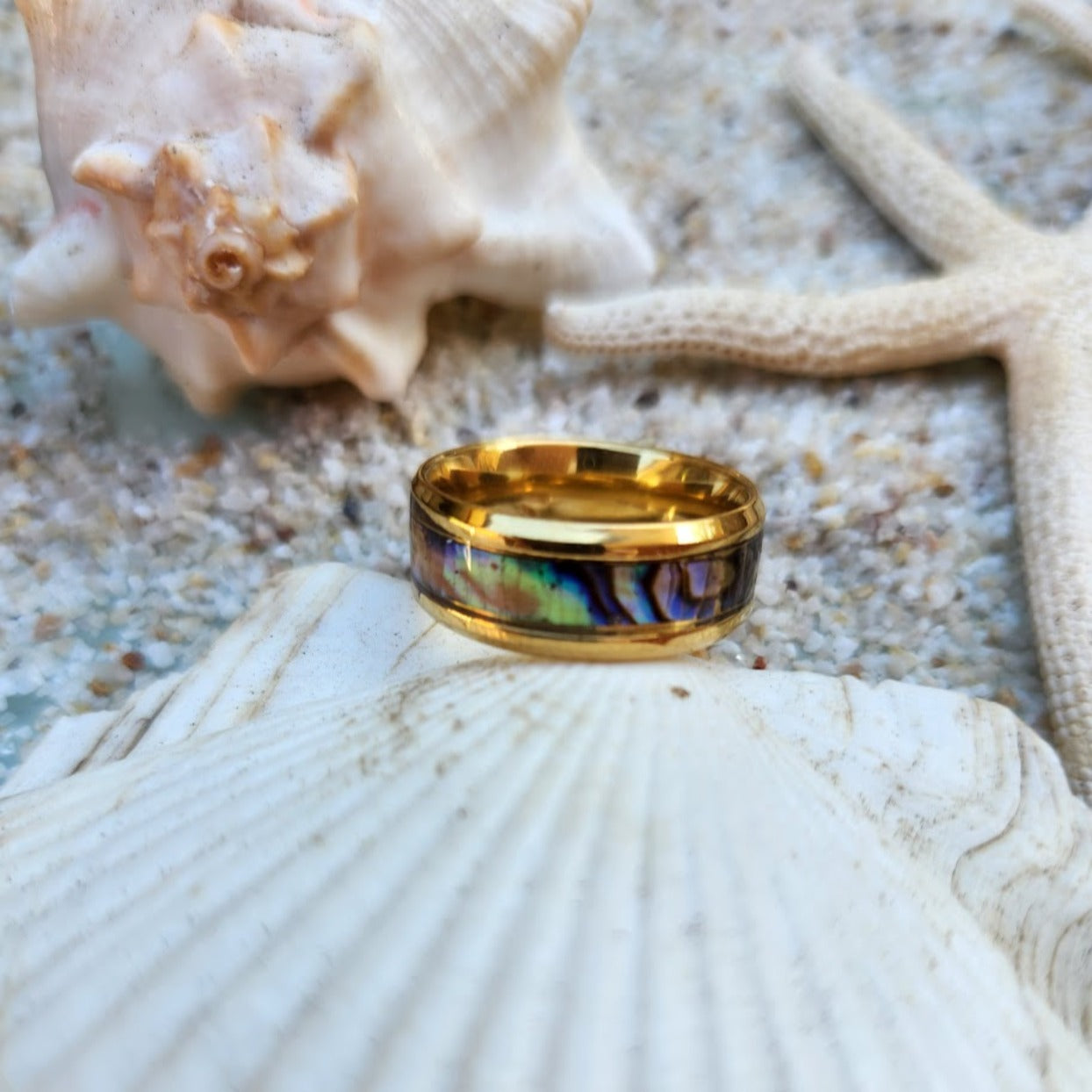 PAUA SHELL (ABALONE) -  18K GOLD WATERPROOF RING - Premium Rings from www.beachboho.com.au - Just $95! Shop now at www.beachboho.com.au