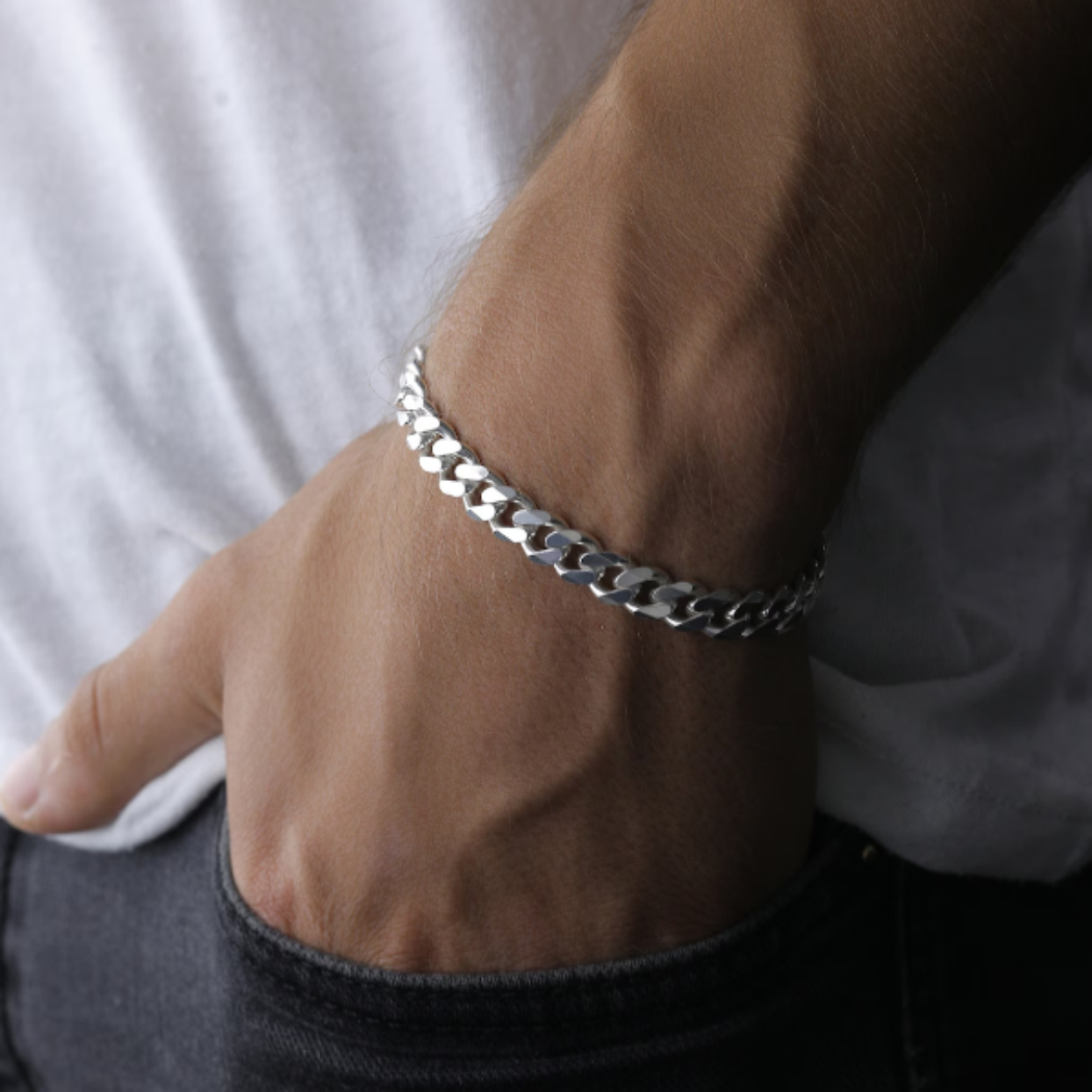 CURB LINK MEN S SILVER BLACK OR 18K GOLD WATERPROOF BRACELET