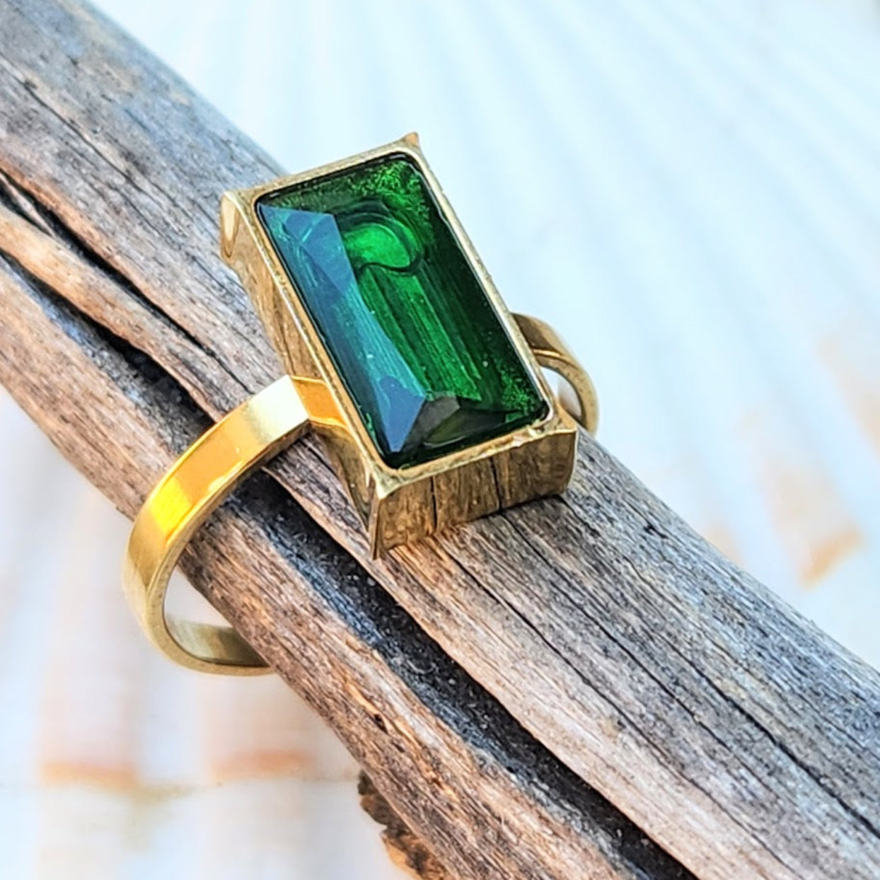 EMERALD WISH  - ADJUSTABLE CUBIC ZIRCONIA WATERPROOF 18K GOLD RING