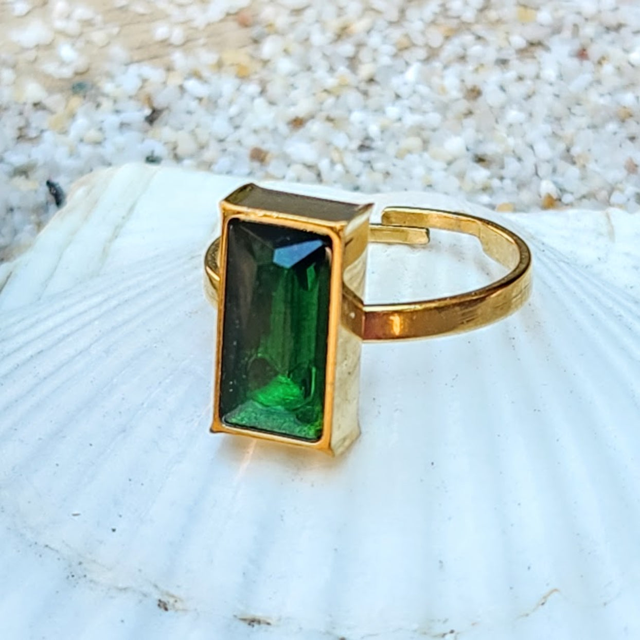 EMERALD WISH  - ADJUSTABLE CUBIC ZIRCONIA WATERPROOF 18K GOLD RING