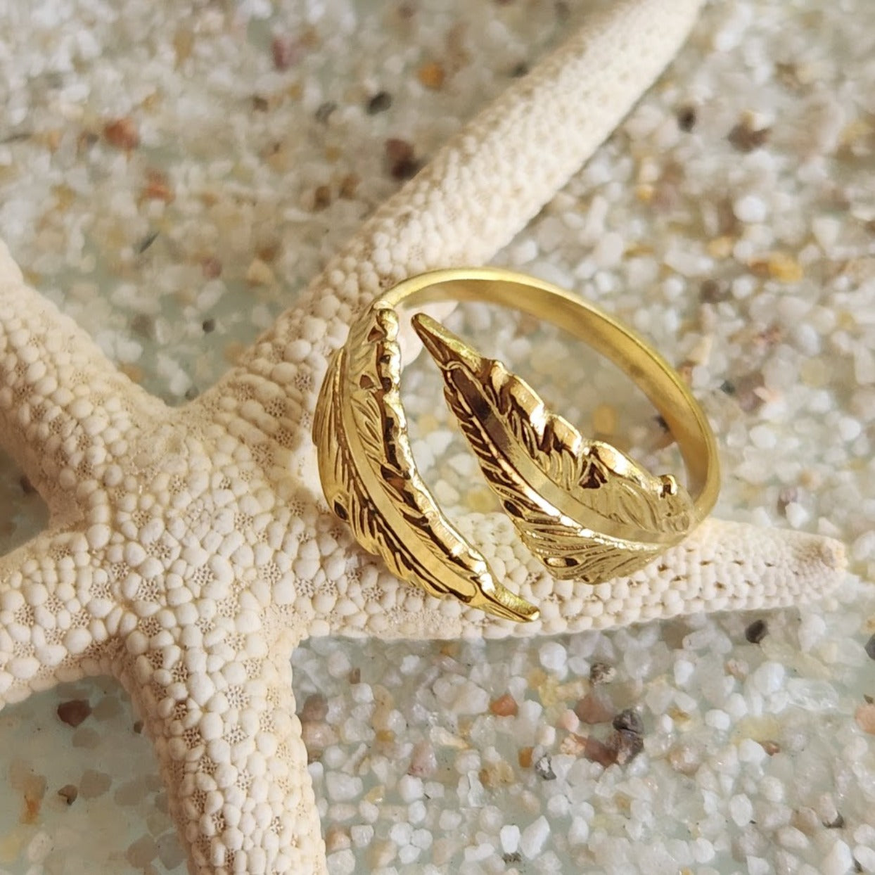 FERN LEAF RING - ADJUSTABLE WATERPROOF GOLD RING - Premium Rings from www.beachboho.com.au - Just $48! Shop now at www.beachboho.com.au