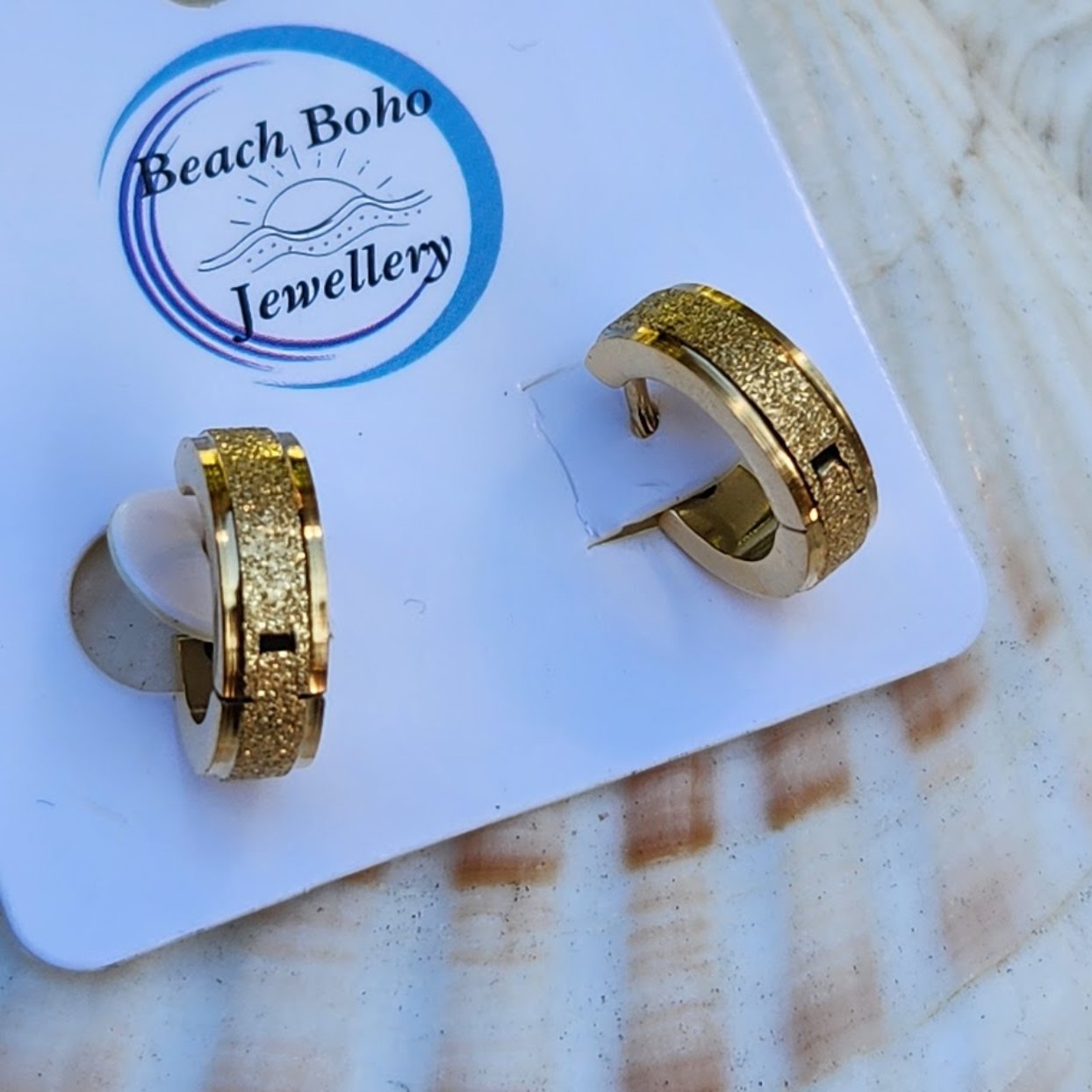 GOLD OR SILVER -  SPECKLED MATT WATERPROOF HUGGIE HOOP EARRINGS - Premium earrings from www.beachboho.com.au - Just $35! Shop now at www.beachboho.com.au