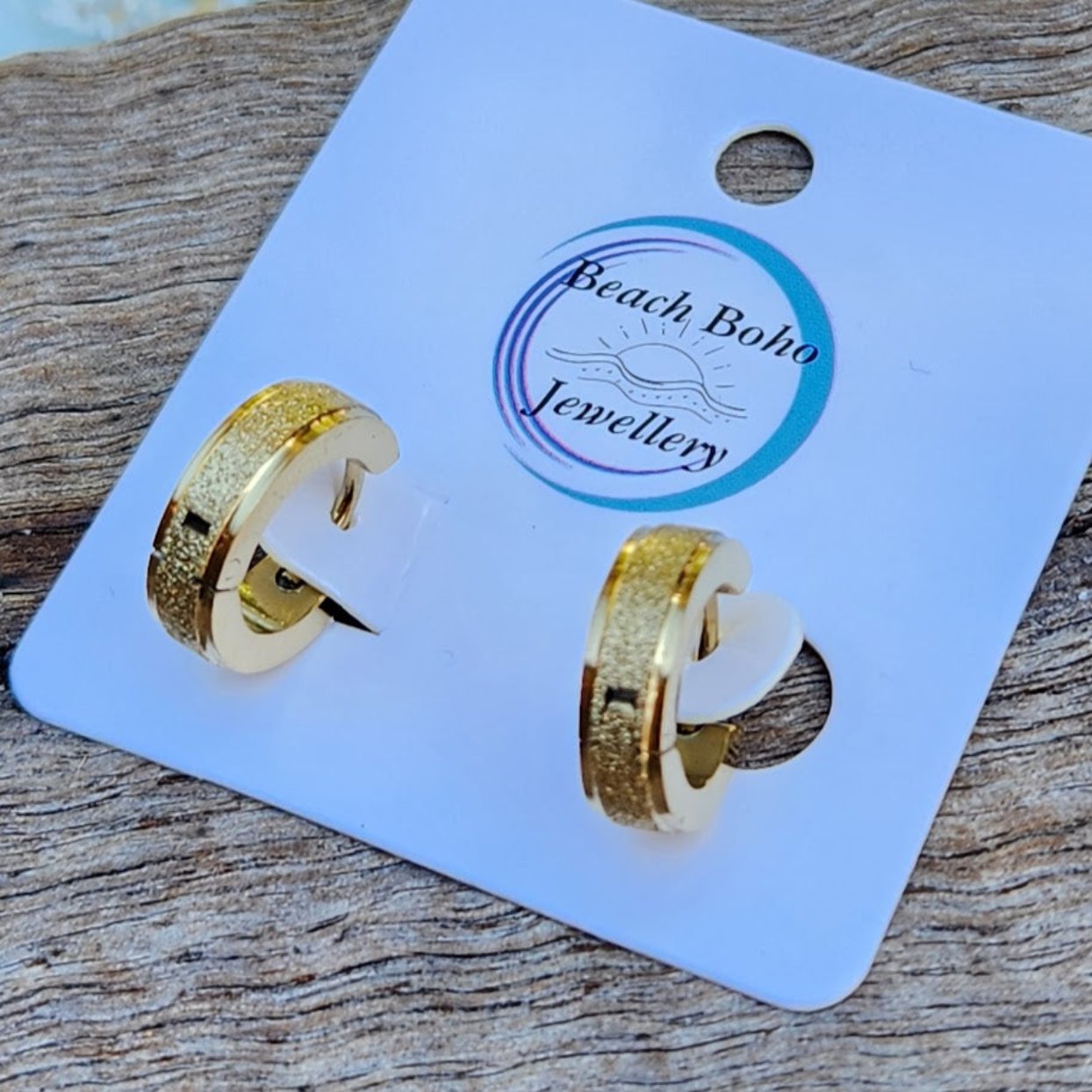 GOLD OR SILVER -  SPECKLED MATT WATERPROOF HUGGIE HOOP EARRINGS - Premium earrings from www.beachboho.com.au - Just $35! Shop now at www.beachboho.com.au