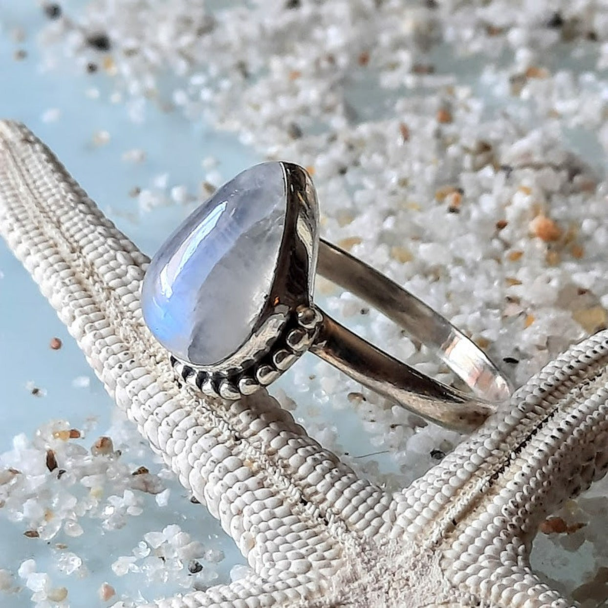 MOONSTONE DROP 925 SILVER RING www.beachboho