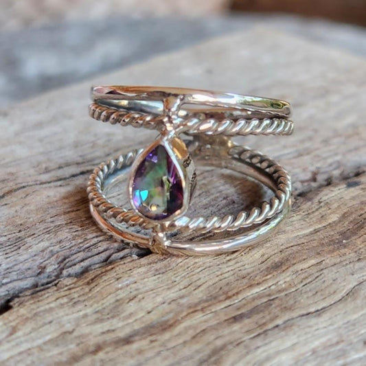 MYSTIC TOPAZ - DOUBLE BANDED 925 RING - Premium Rings from www.beachboho,com.au - Just $75! Shop now at www.beachboho.com.au