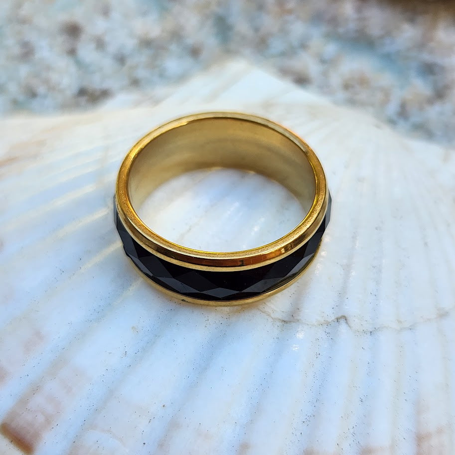 OBSIDIAN GOLD OR SILVER - WATERPROOF RING - Premium Rings from www.beachboho.com.au - Just $85! Shop now at www.beachboho.com.au