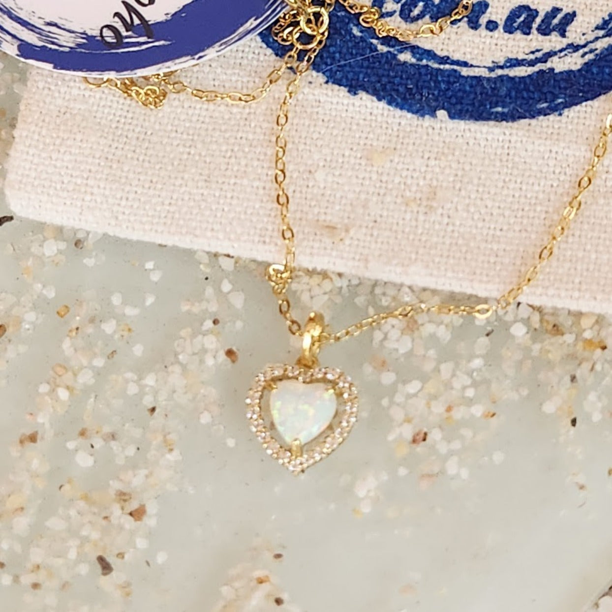 PURE OF HEART - PETITE VERMEIL STUD OPAL NECKLACE - Premium Necklace from www.beachboho,com.au - Just $75! Shop now at www.beachboho.com.au