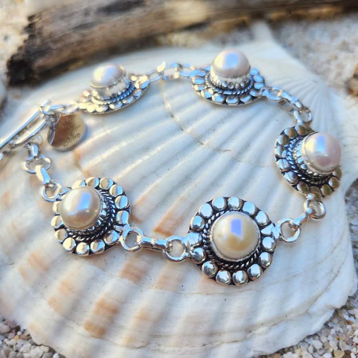 JEWELS OF THE OCEANS  - FRESH WATER BAROQUE PEARLS' 925 BRACELET