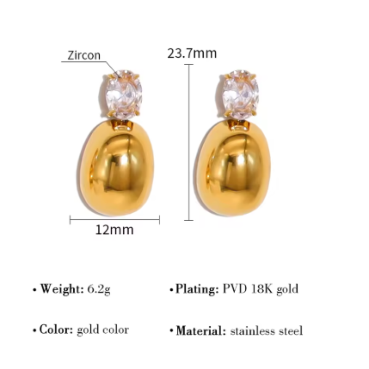 ABUNDANCE SUNS  - 18K GOLD  WATERPROOF EARRINGS