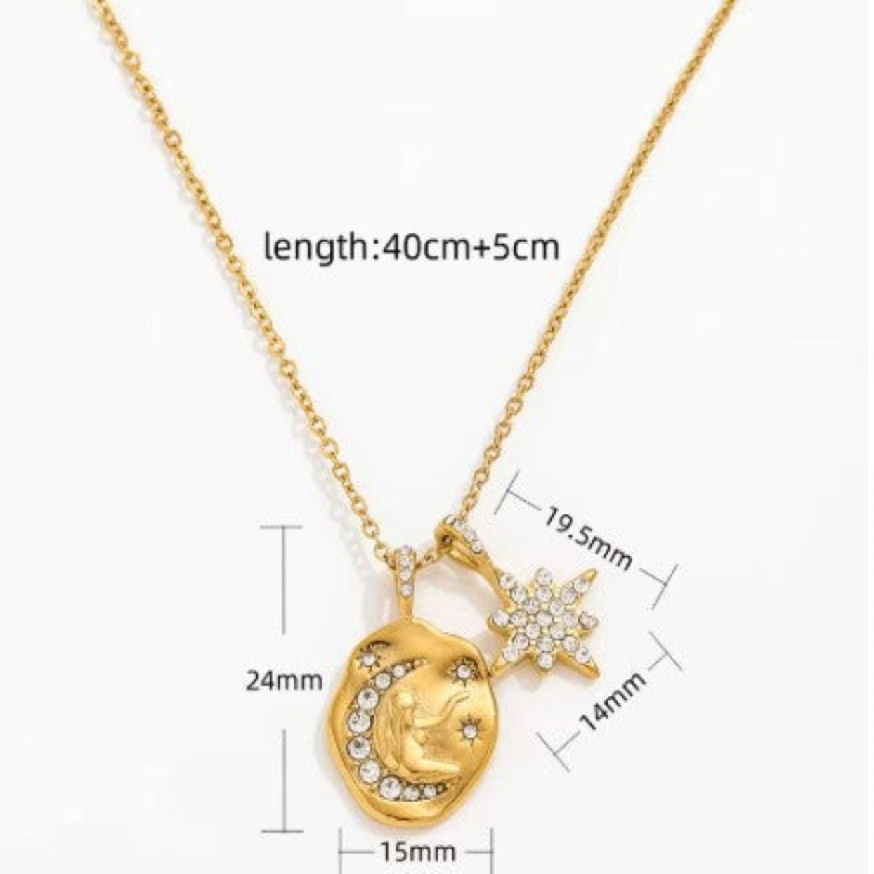 WISH UPON A STAR  - WATERPROOF 18K GOLD DOUBLE PENDANT NECKLACE