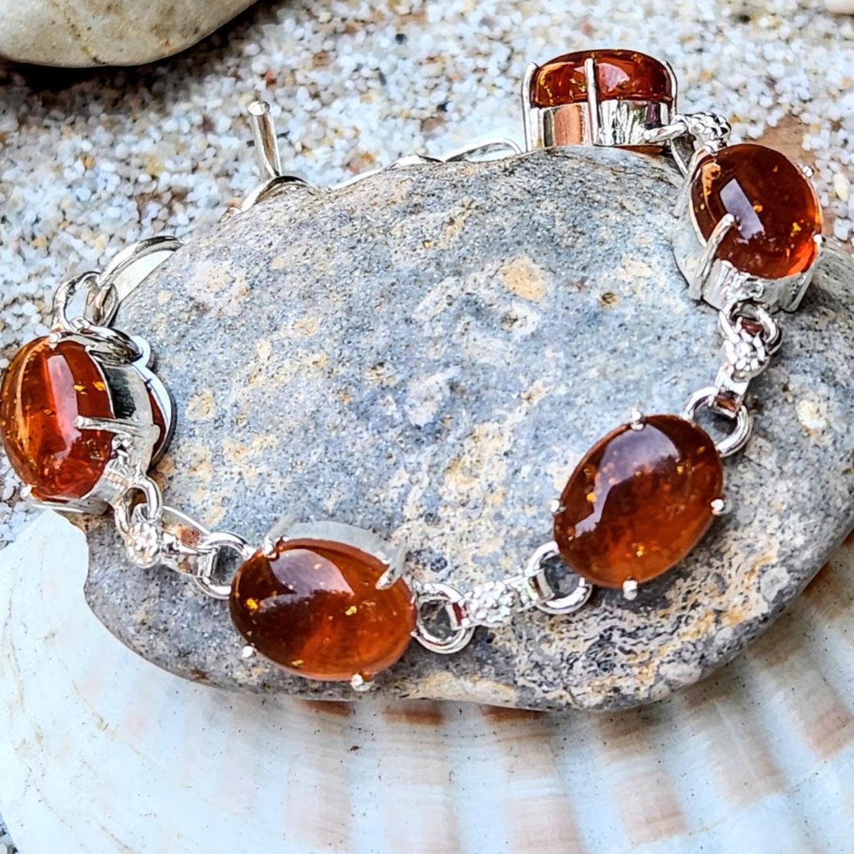 CALMING SUN  - BALTIC AMBER 925 BRACELET