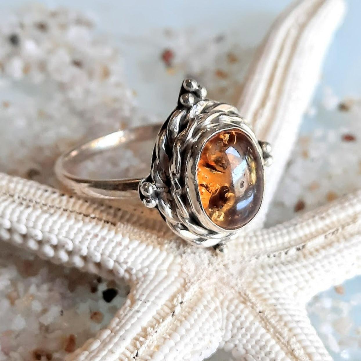 Gold amber deals ring