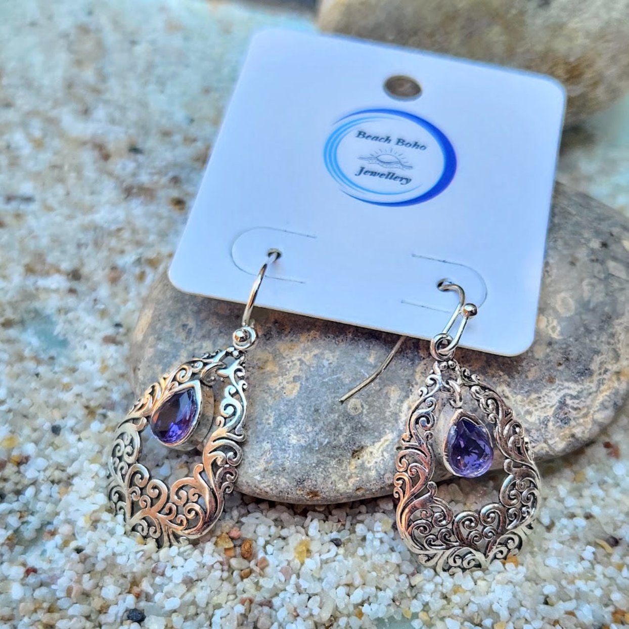 Amethyst Earrings - Beautiful Sterling Silver - Dangle & Drop store Earrings - Boho Jewelry - 925 Silver Earrings - Womens Jewelry