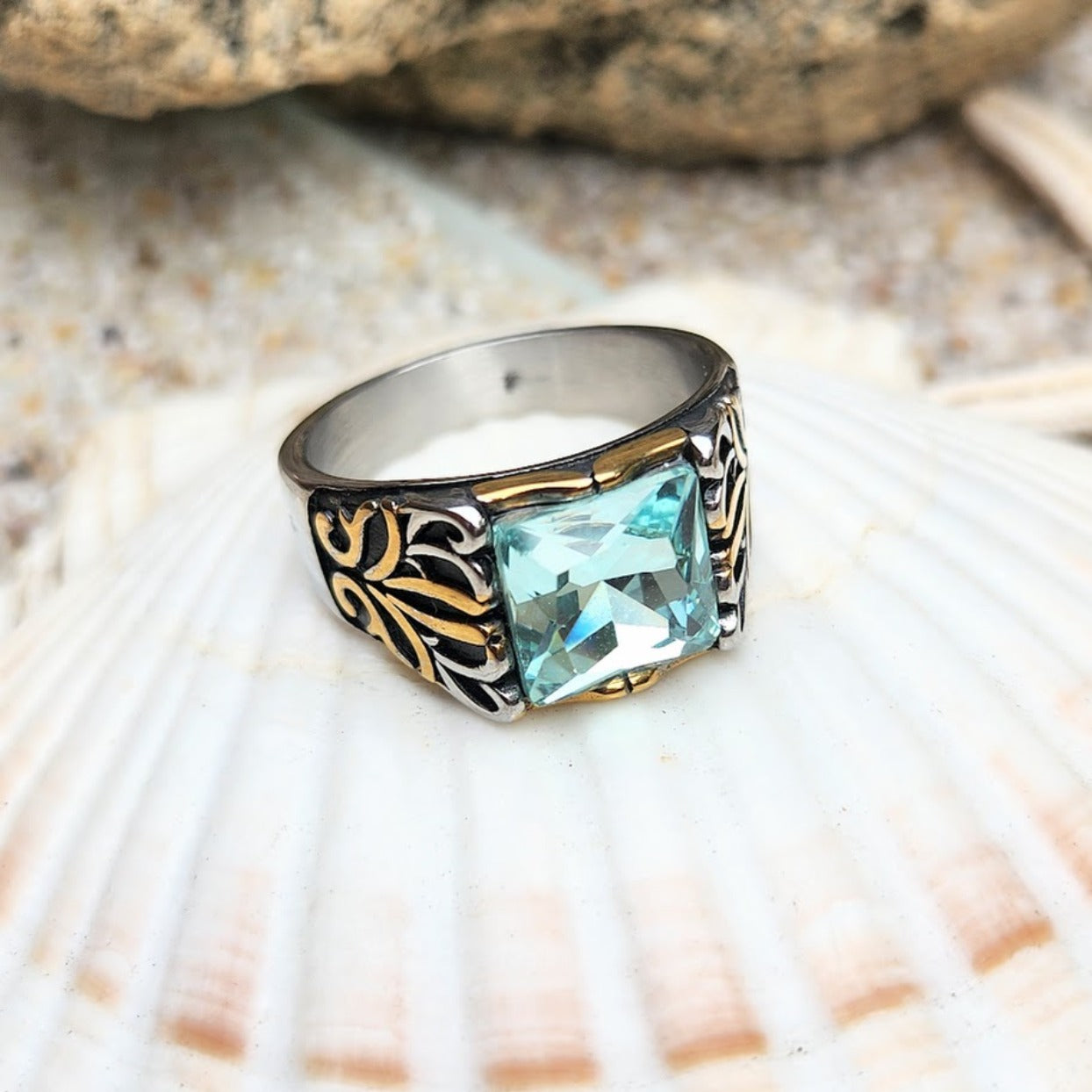 NEW BEGINS NOW WATERPROOF MEN S CITRINE SAPPHIRE OR AQUAMARINE RING