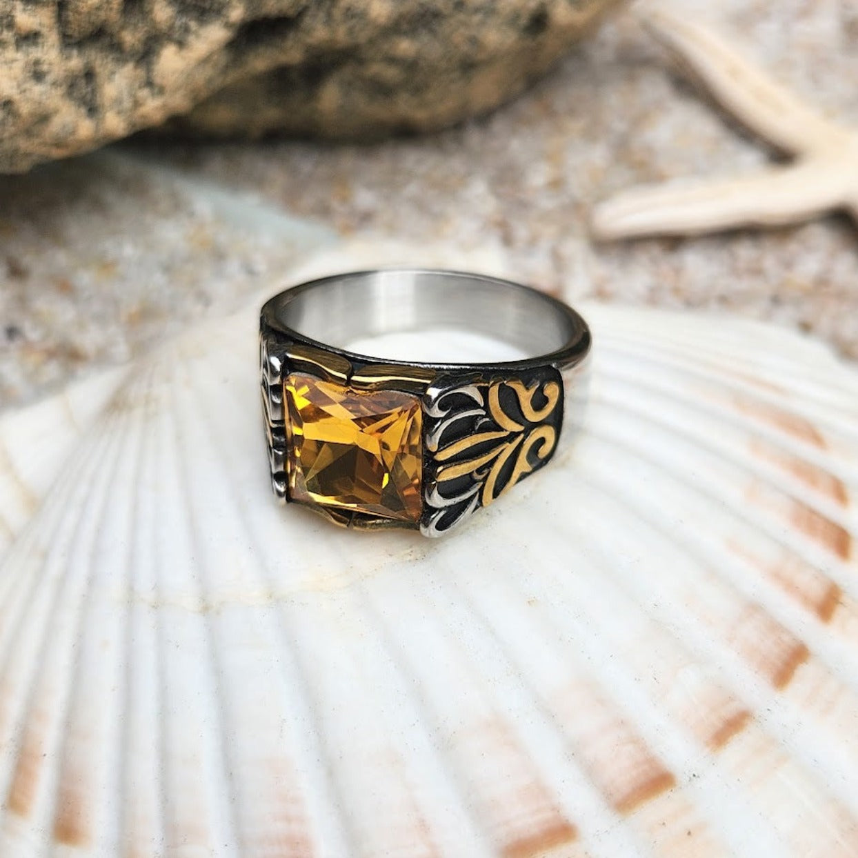 Citrine on sale Men's Ring, Ottoman Men's Ring