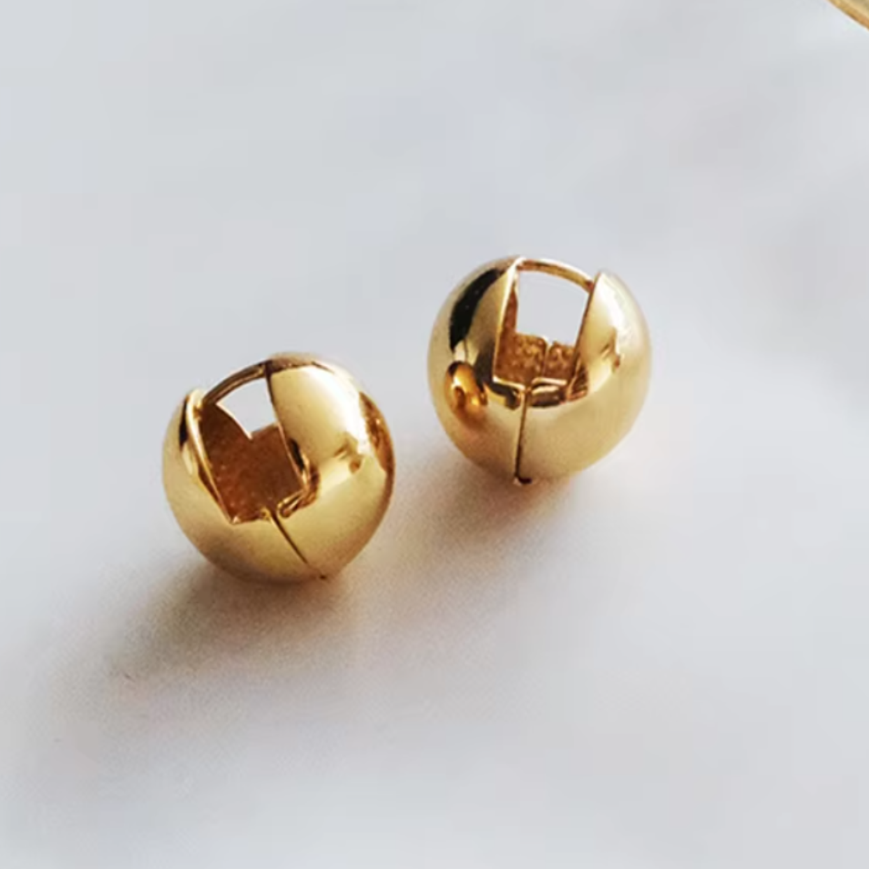 ORBS  -  18K GOLD OR SILVER  WATERPROOF BALL HUGGIE EARRINGS