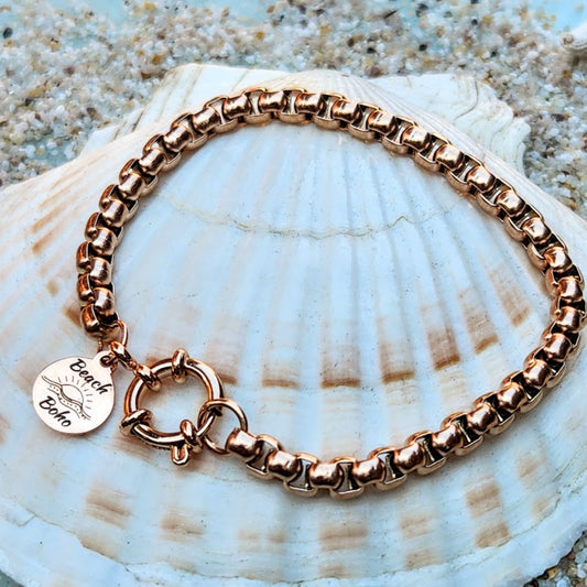 BLETCHER OR WHEAT CHAIN ROSE GOLD WATERPROOF BRACELETS