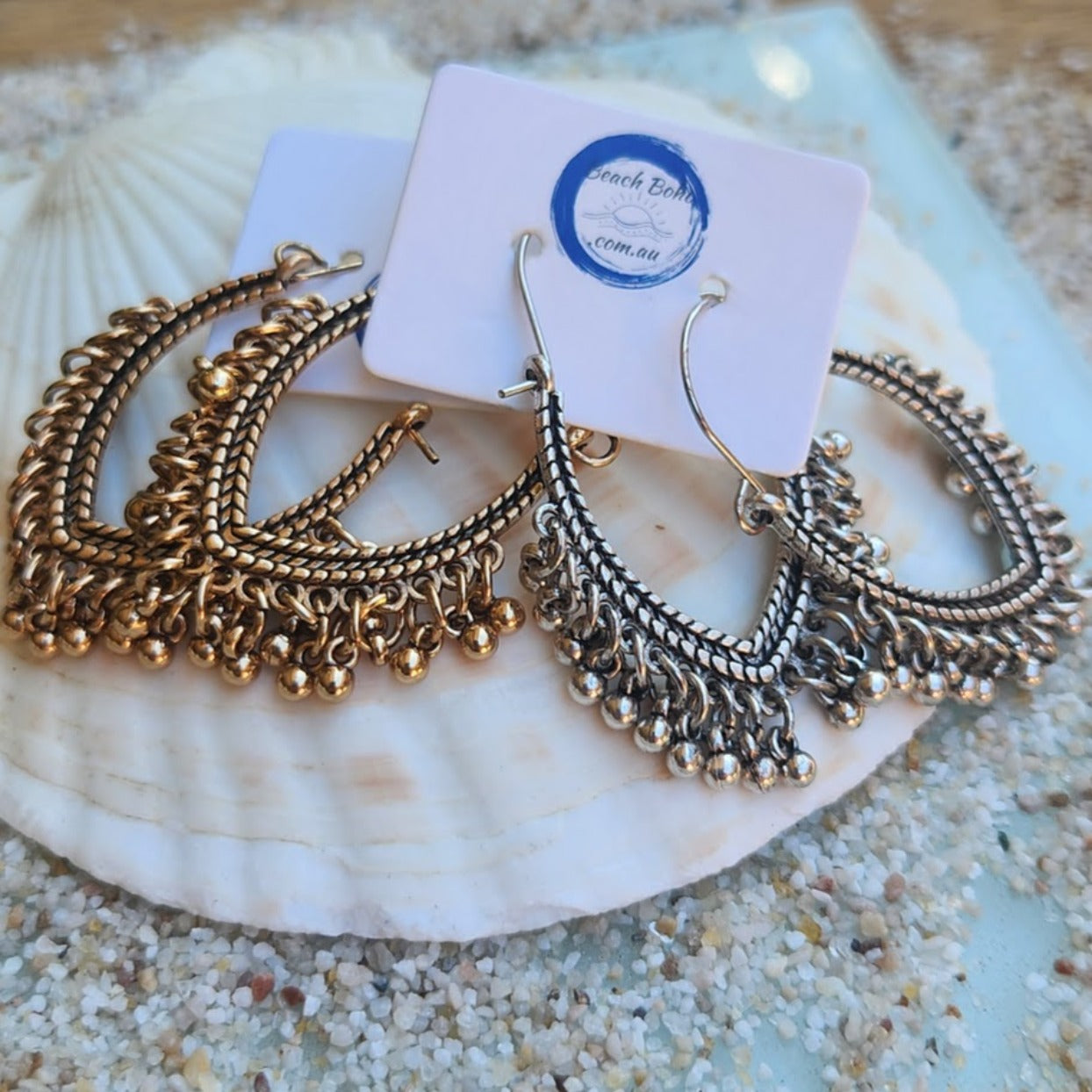 BOHO TASSEL EARRINGS GOLD / SILVER HOOP EARRINGS - Premium earrings from www.beachboho,com.au - Just $23! Shop now at www.beachboho.com.au