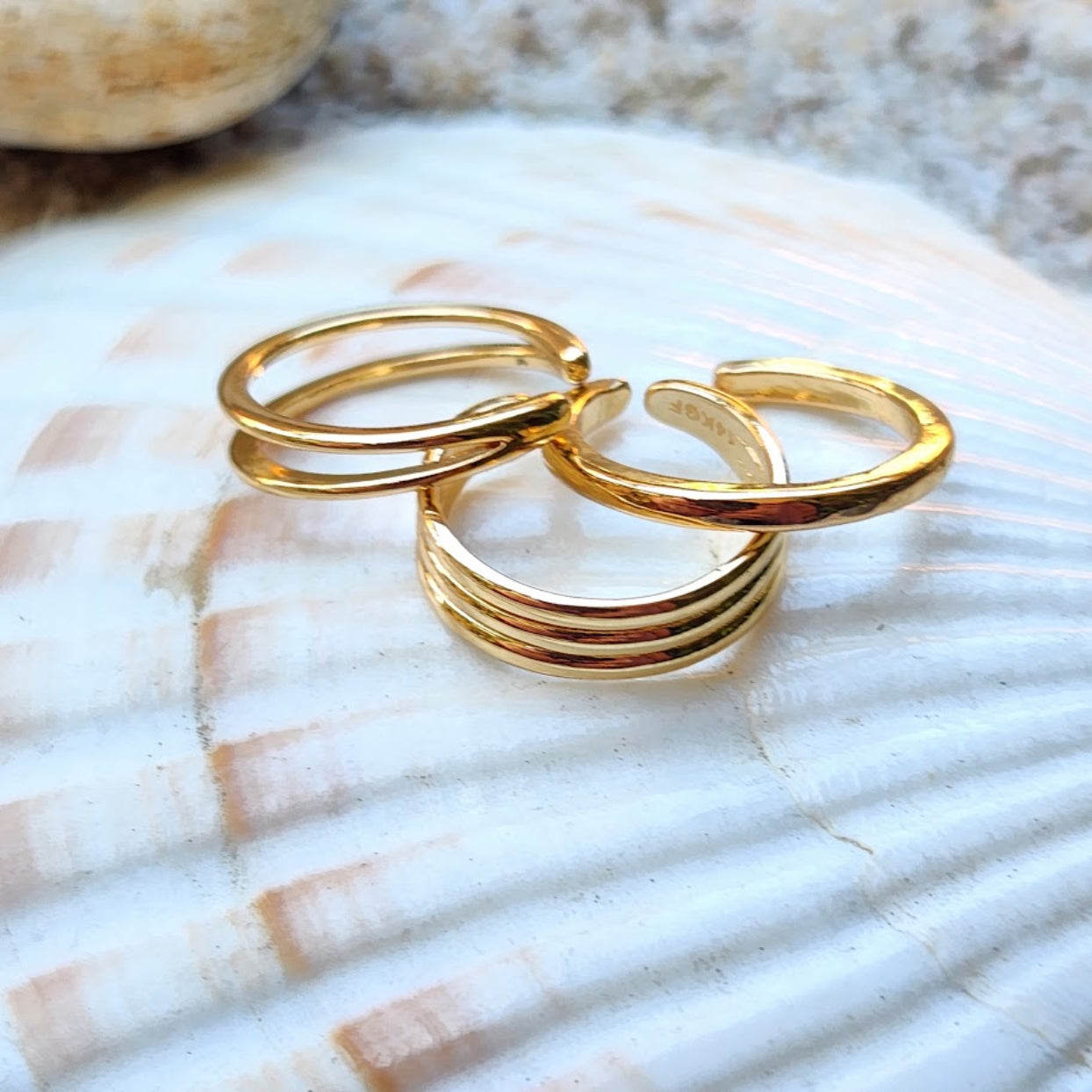 GOLD STACKS - 14K GOLD SET OF 3 WATERPROOF TOE RINGS