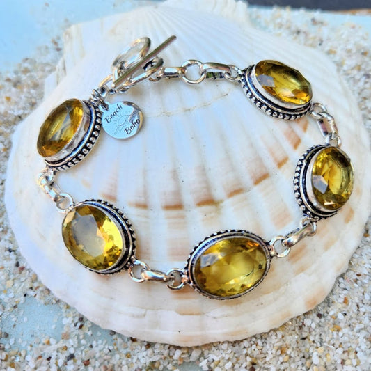 FIVE SUNS  - CITRINE GEMSTONE 925 BRACELET