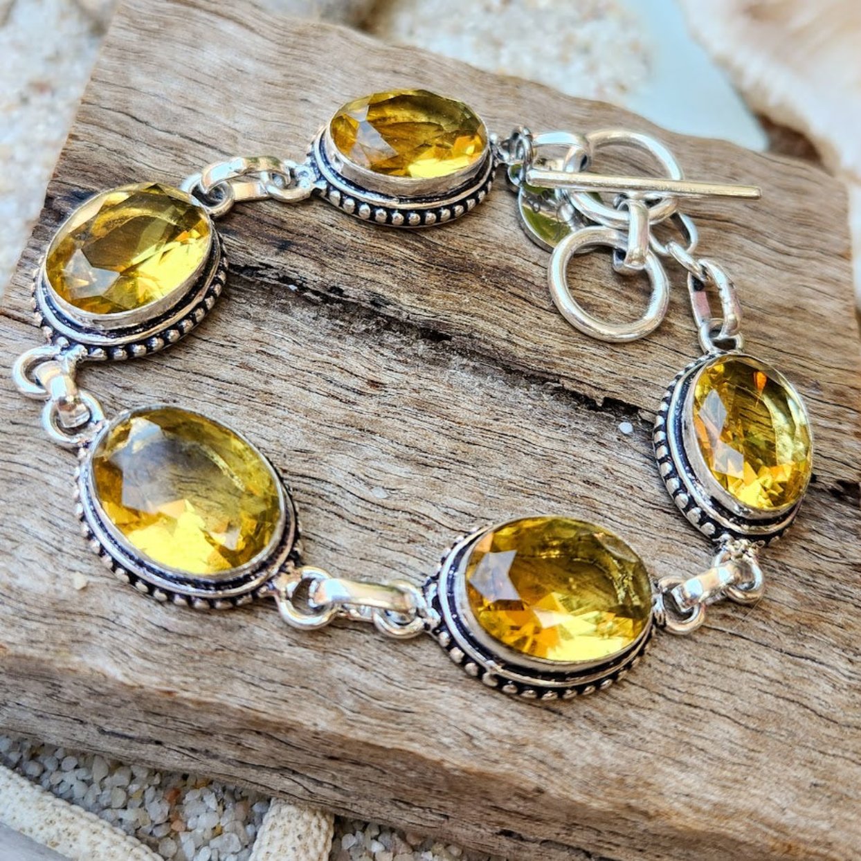 FIVE SUNS  - CITRINE GEMSTONE 925 BRACELET