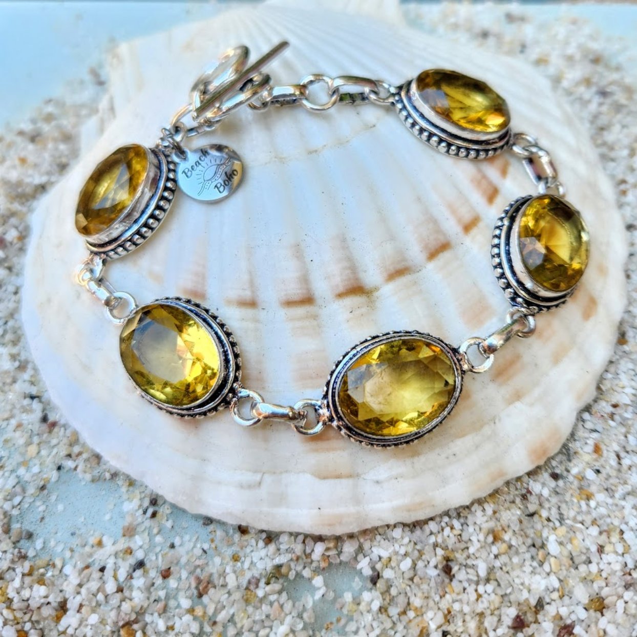 FIVE SUNS  - CITRINE GEMSTONE 925 BRACELET