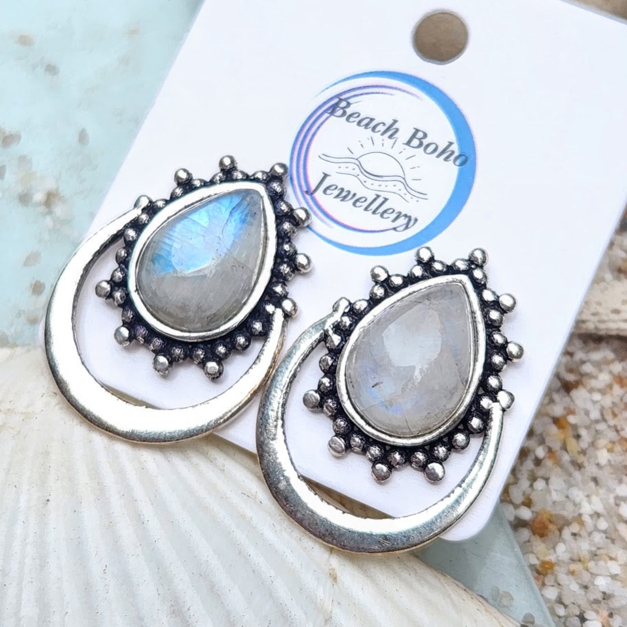 Silver stone stud earrings deals