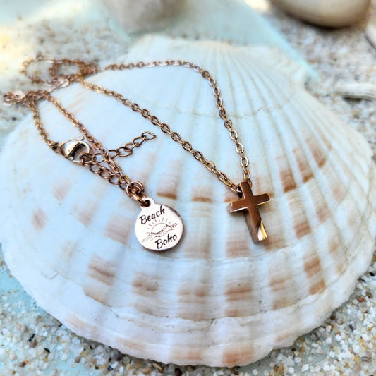 CROSS MY HEART -  ROSE GOLD - WATERPROOF NECKLACE