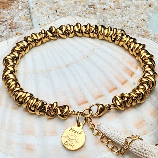 LE DISQUE -  18K GOLD WATERPROOF DISC CHAIN BRACELET