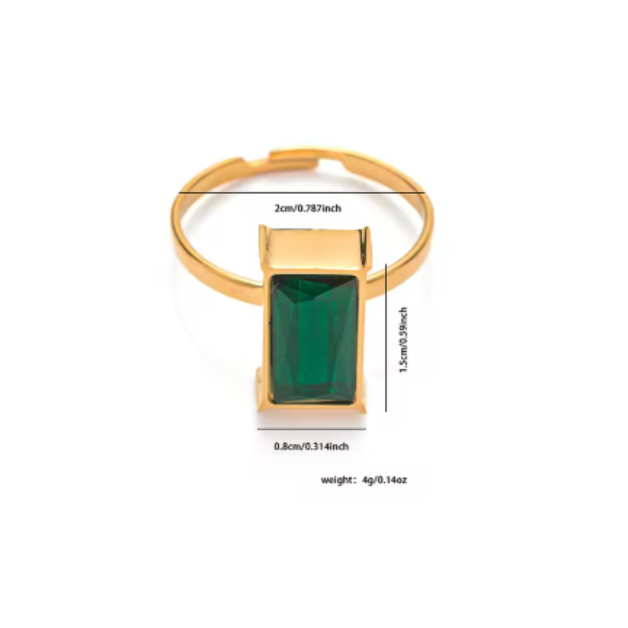 EMERALD WISH  - ADJUSTABLE CUBIC ZIRCONIA WATERPROOF 18K GOLD RING