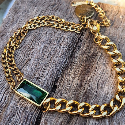 EMERALD -  18K GOLD WATERPROOF CHAIN BRACELET - Premium Bracelets from www.beachboho.com.au - Just $65! Shop now at www.beachboho.com.au