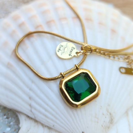 VERTE & CLEAR - WATERPROOF EMERALD OR WHITE CUBIC ZIRCONIA 18K GOLD NECKLACE - Premium necklaces from www.beachboho.com.au - Just $68! Shop now at www.beachboho.com.au