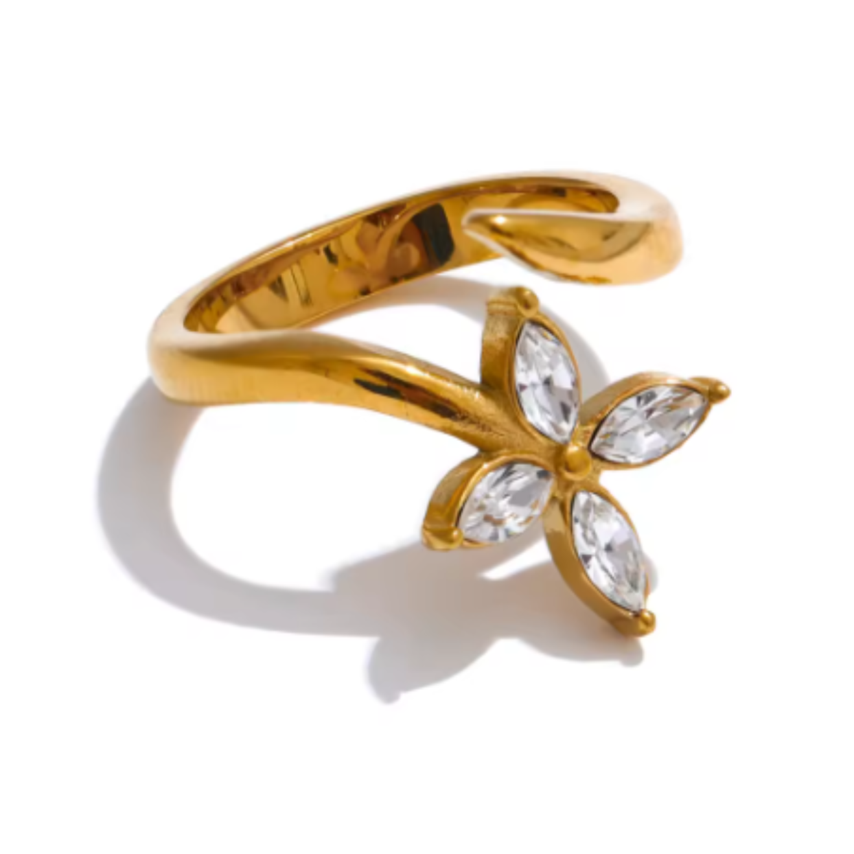 DAISY FLOWER - CUBIC ZIRCONIA WATERPROOF 18K GOLD RING