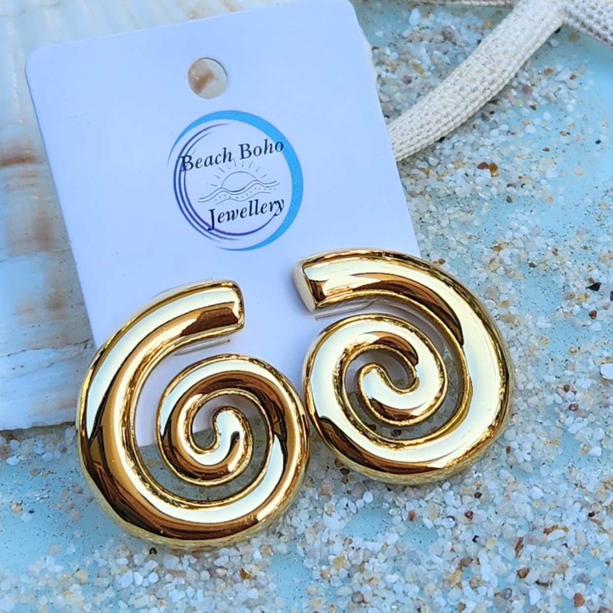 GOLD SWIRLS -  18K GOLD WATERPROOF STUD EARRINGS - Premium earrings from www.beachboho.com.au - Just $48! Shop now at www.beachboho.com.au