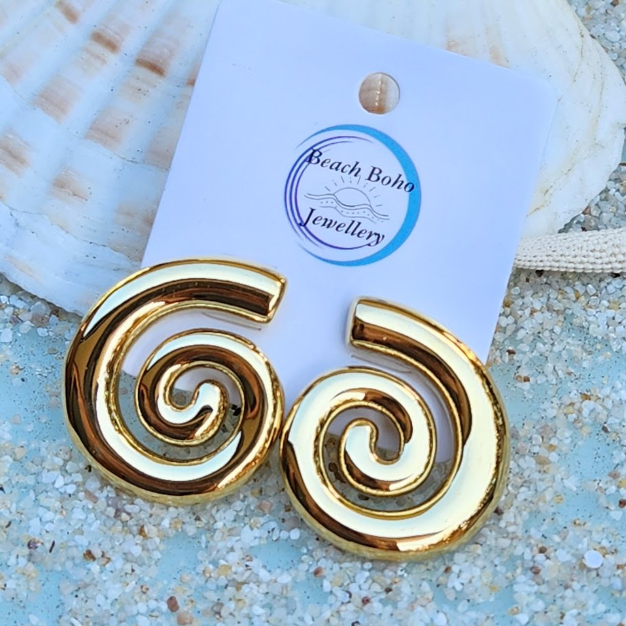 GOLD SWIRLS -  18K GOLD WATERPROOF STUD EARRINGS - Premium earrings from www.beachboho.com.au - Just $48! Shop now at www.beachboho.com.au