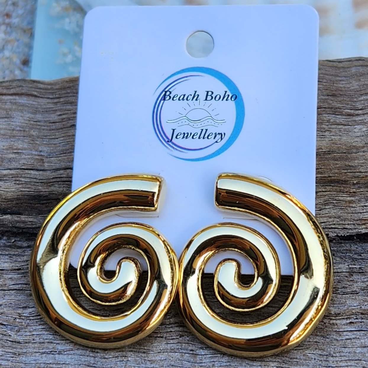 GOLD SWIRLS -  18K GOLD WATERPROOF STUD EARRINGS - Premium earrings from www.beachboho.com.au - Just $48! Shop now at www.beachboho.com.au