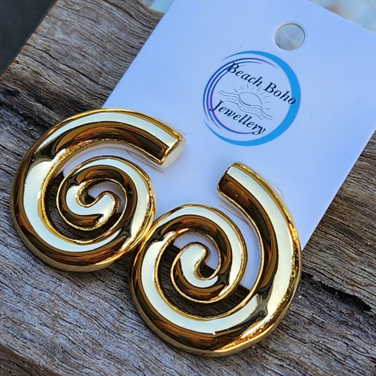 GOLD SWIRLS -  18K GOLD WATERPROOF STUD EARRINGS - Premium earrings from www.beachboho.com.au - Just $48! Shop now at www.beachboho.com.au