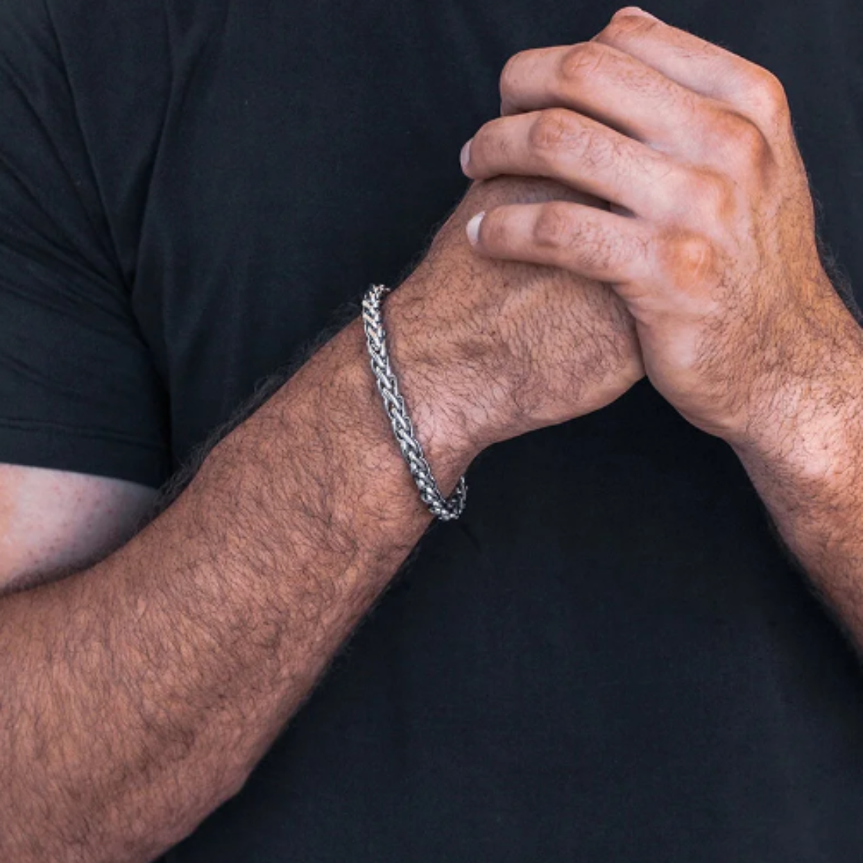 MEN S 18K GOLD OR SILVER WATERPROOF WHEAT CHAIN BRACELET