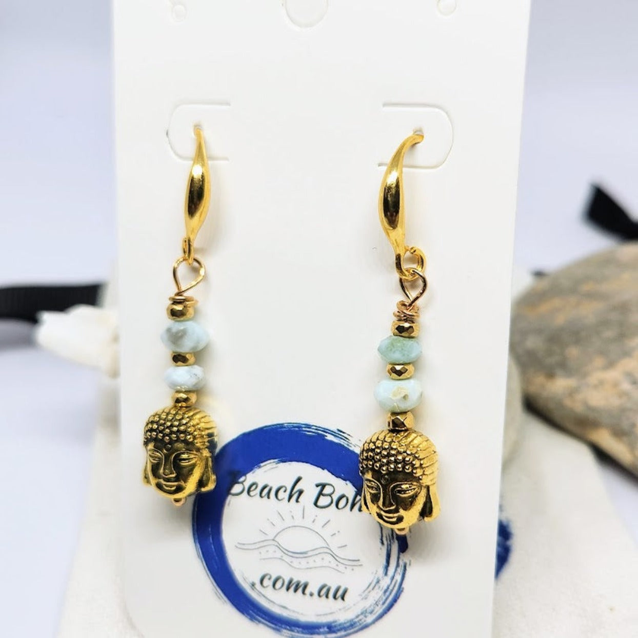 ENLIGHTEN - BUDDHA GOLD DANGLE EARRINGS 925 HOOKS - Premium earrings from www.beachboho.com.au - Just $55! Shop now at www.beachboho.com.au