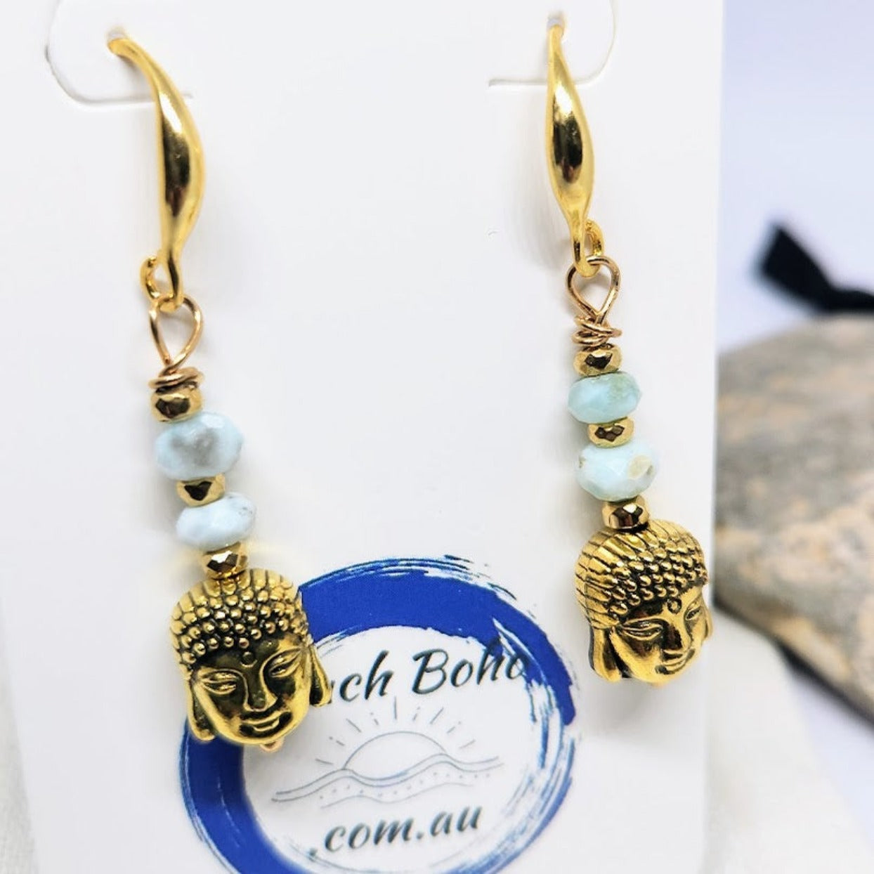 ENLIGHTEN - BUDDHA GOLD DANGLE EARRINGS 925 HOOKS - Premium earrings from www.beachboho.com.au - Just $55! Shop now at www.beachboho.com.au