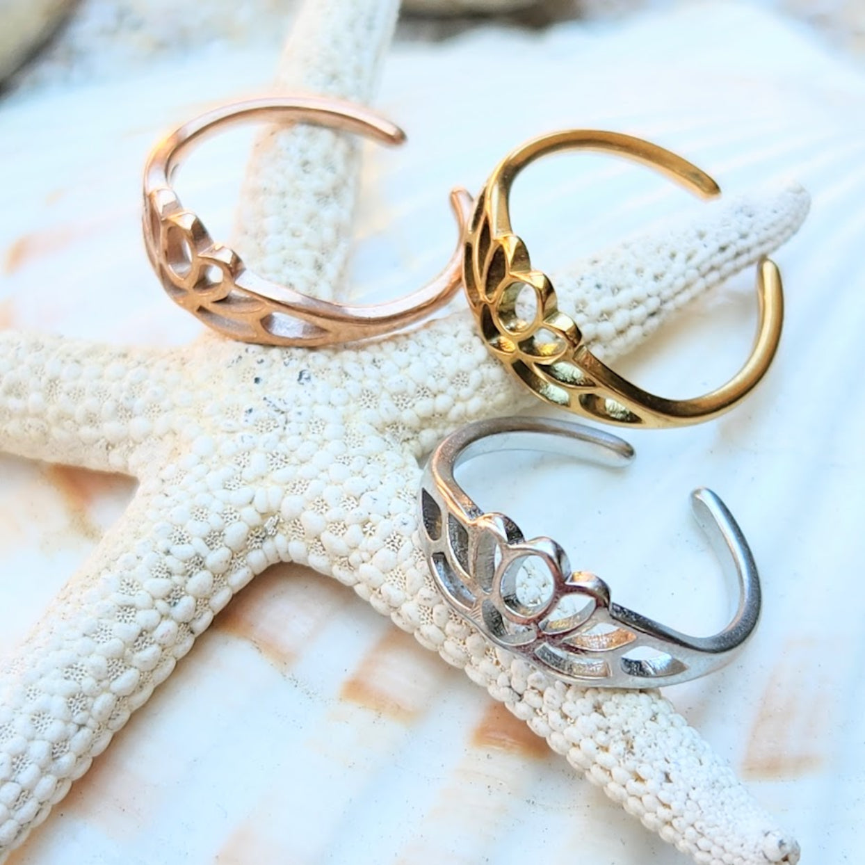 LOTUS  - ROSE GOLD / GOLD & SILVER WATERPROOF TOE RINGS