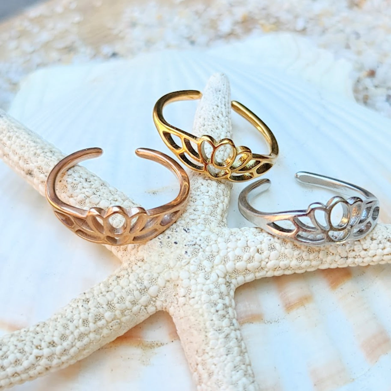 LOTUS  - ROSE GOLD / GOLD & SILVER WATERPROOF TOE RINGS