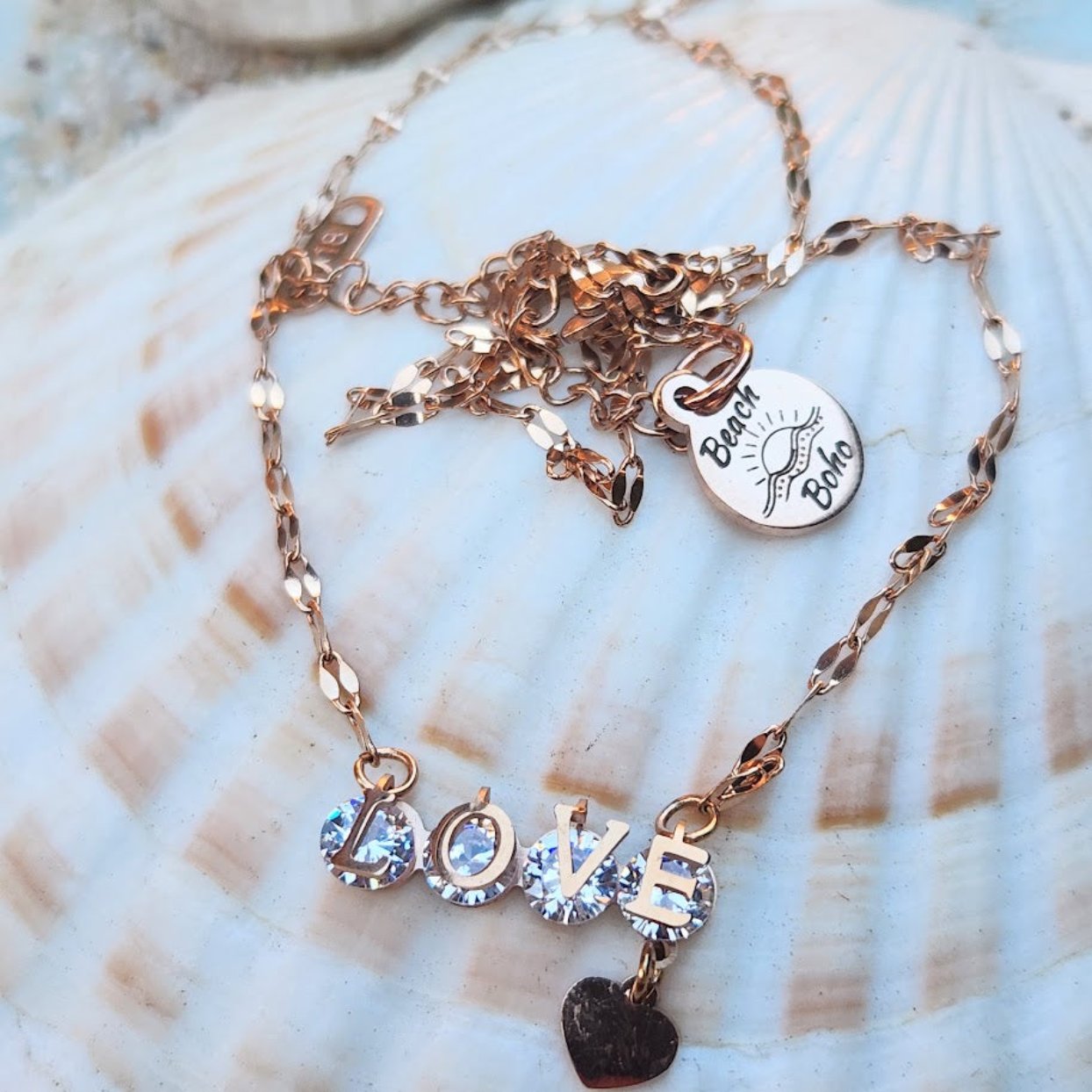 LOVE HEART -  ROSE GOLD - WATERPROOF NECKLACE