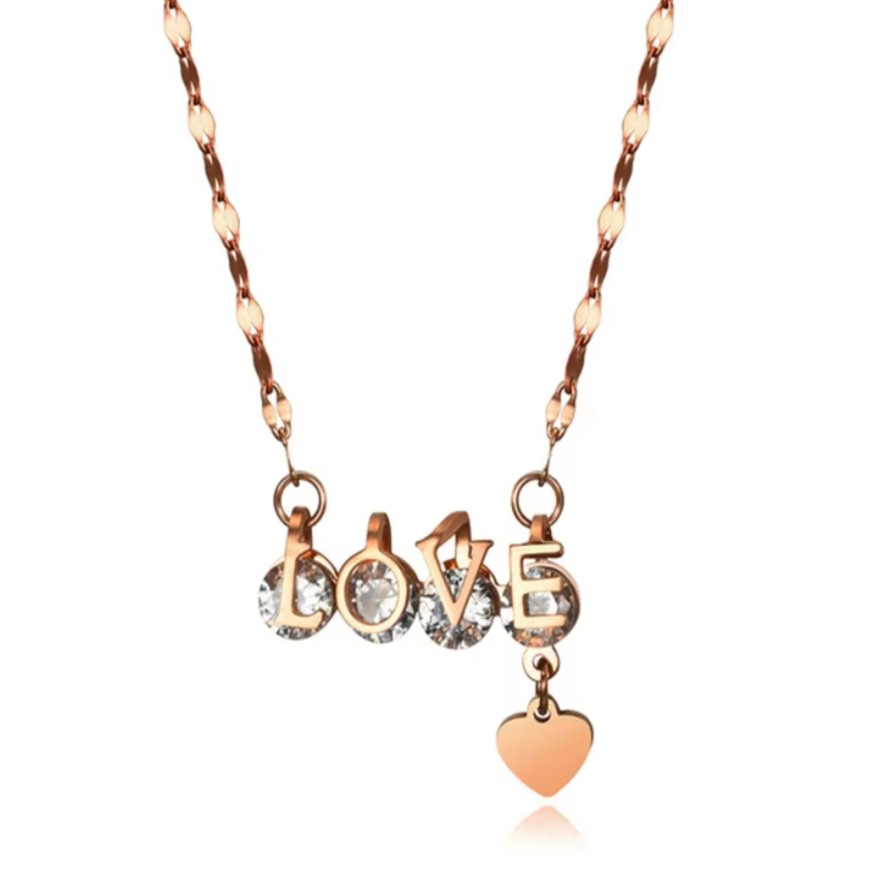 LOVE HEART -  ROSE GOLD - WATERPROOF NECKLACE