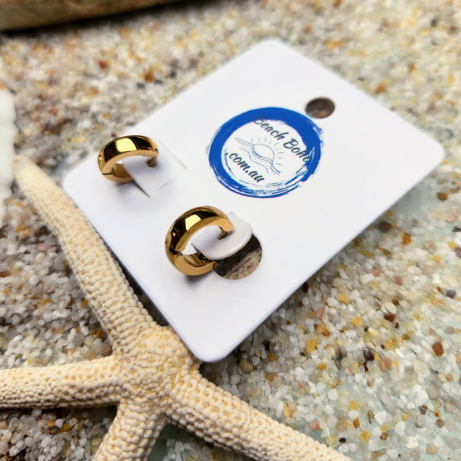 MINI HUGGIES -  GOLD WATERPROOF TINY HOOP EARRINGS - Premium earrings from www.beachboho.com.au - Just $30! Shop now at www.beachboho.com.au