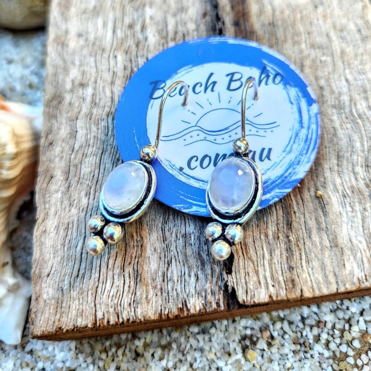 MOONSTONE DREAMS - MOONSTONE 925 SILVER HOOK EARRINGS - Premium earrings from www.beachboho.com.au - Just $80! Shop now at www.beachboho.com.au