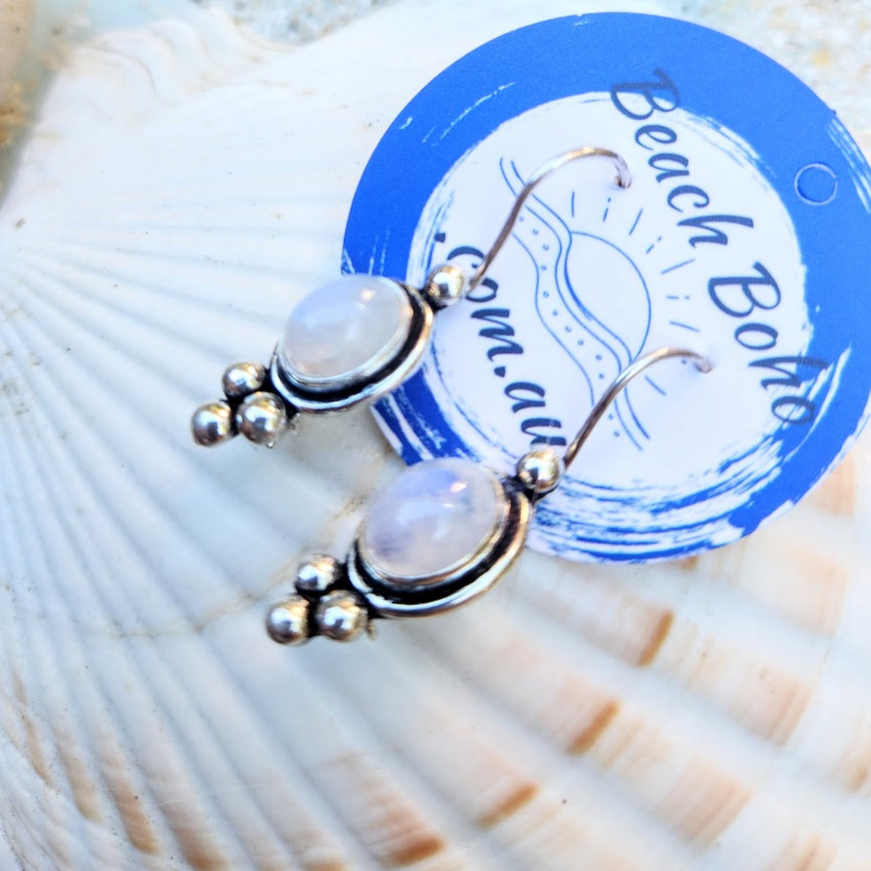 MOONSTONE DREAMS - MOONSTONE 925 SILVER HOOK EARRINGS - Premium earrings from www.beachboho.com.au - Just $80! Shop now at www.beachboho.com.au