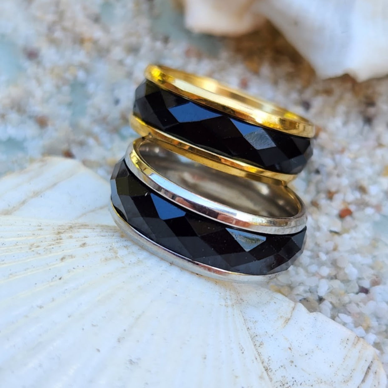 OBSIDIAN GOLD OR SILVER - WATERPROOF RING - Premium Rings from www.beachboho.com.au - Just $85! Shop now at www.beachboho.com.au