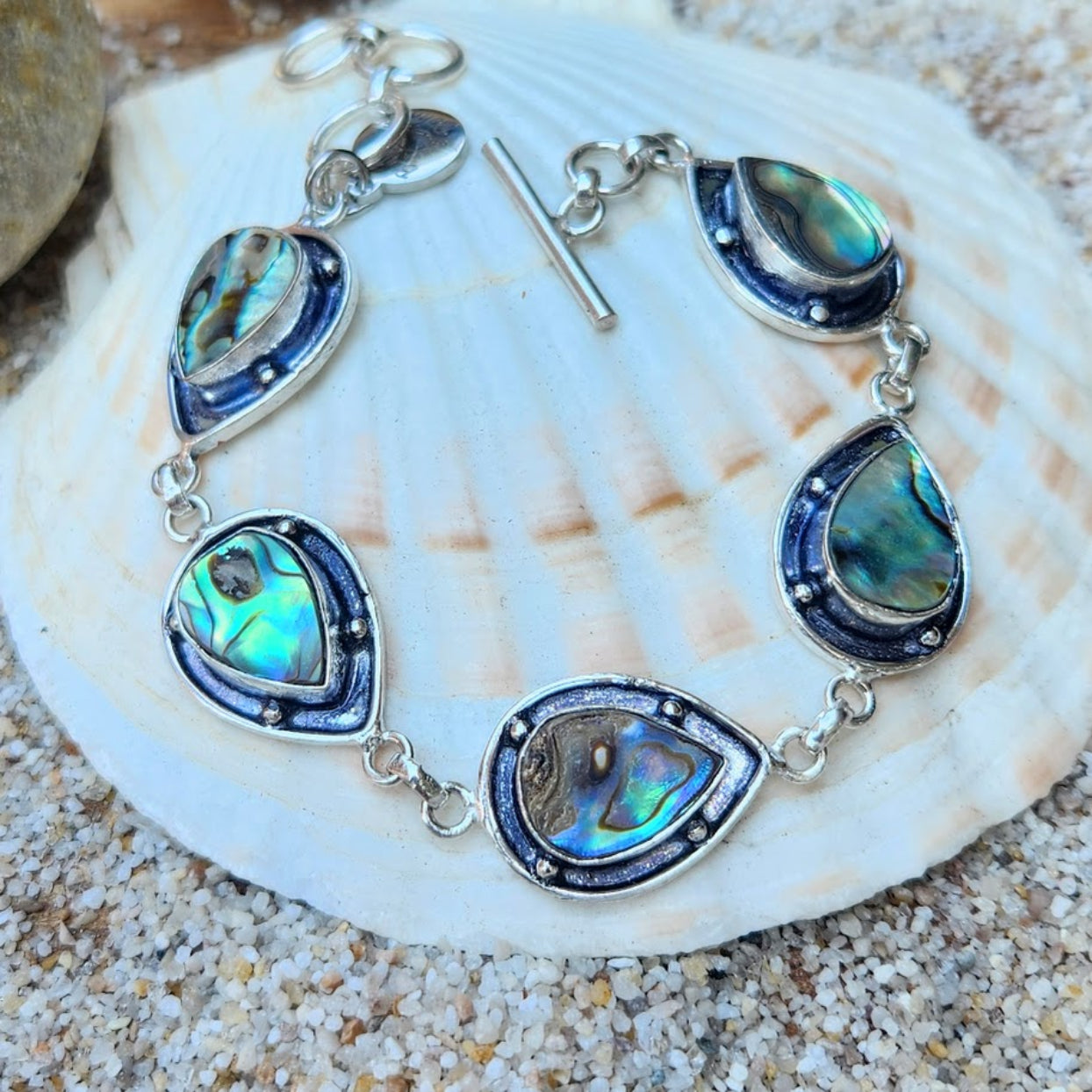 OCEAN TEAR DROPS - PAUA SHELL 925 BRACELET